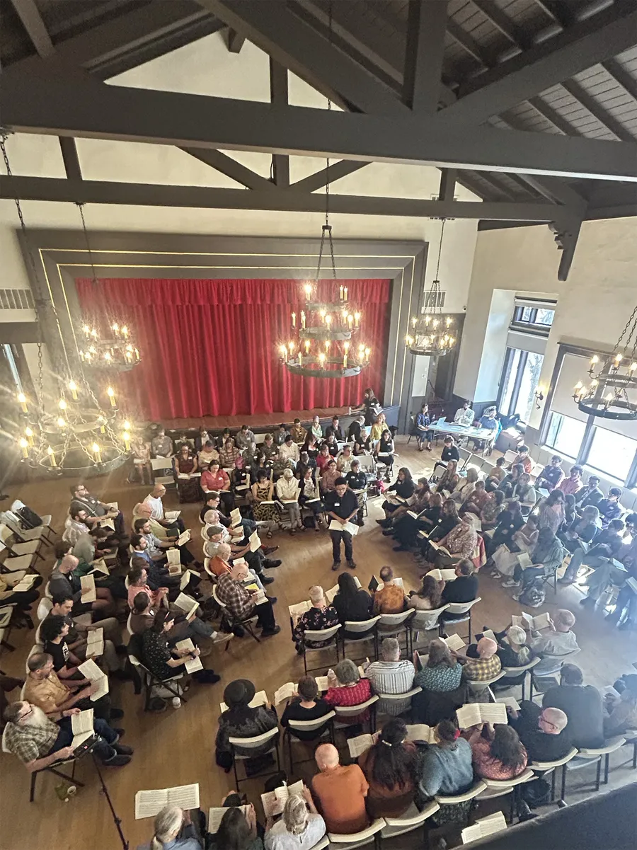 Overhead view of a large number of singers at the All-California convention.